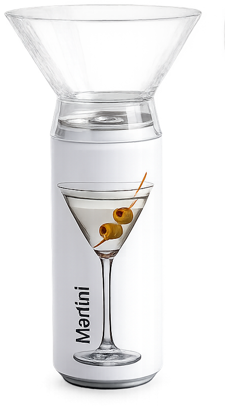 GlassTop Martini accessory floating above can